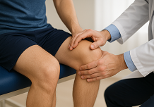 doctor helping with sports injury in the knees